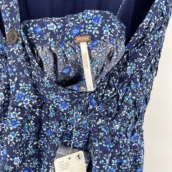 Free People Petunia Blue Floral Mini Dress Size L - Picture 8 of 8